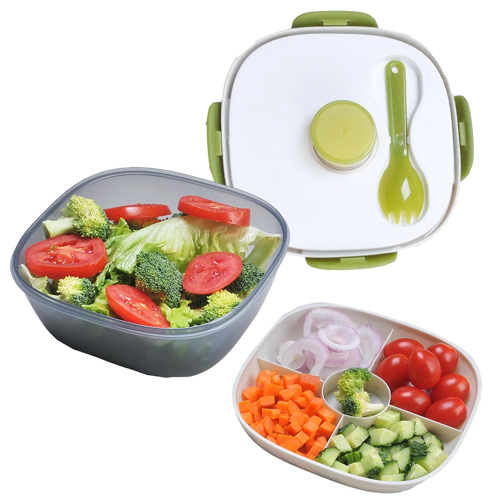 1.2L BPA Free Plastic Round Food Container With Lid,Lunch To Go Salad Lunch Container Bento Lunch Box