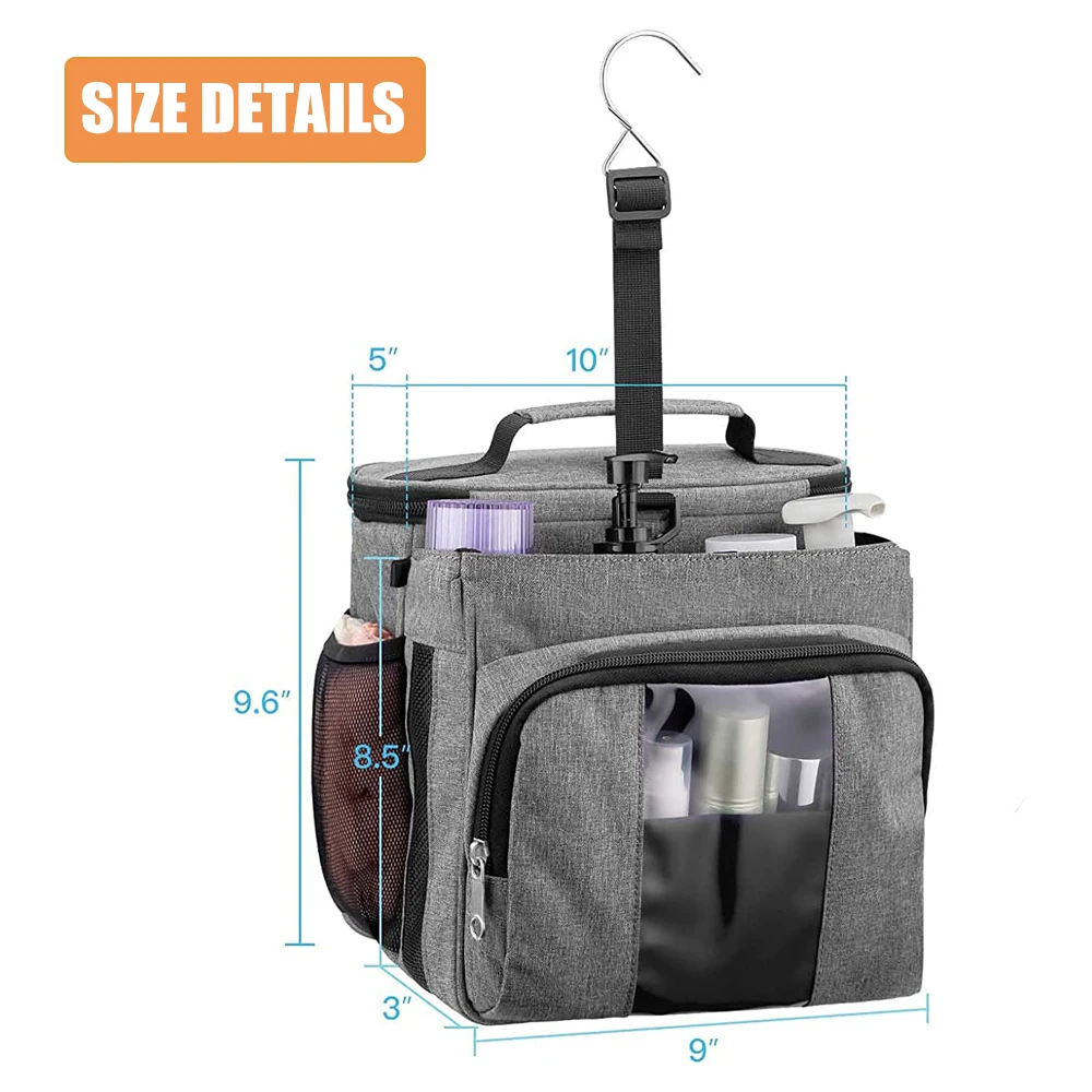 Portable Shower Caddy Tote Bag With Mesh Base and Metal Hook For Student Gym Camp Hanging Toiletry Bath Bag Shower Bag