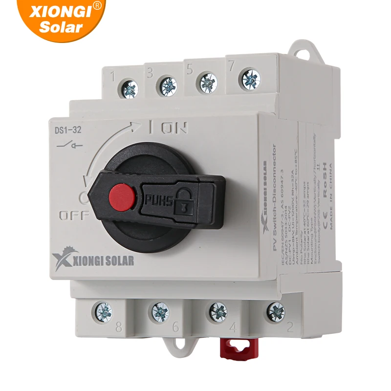 4-полюсный Солнечный изолятор XIONGISOLAR 1000VDC 32A DC PV солнечный фотоэлектрический изолирующий переключатель поворотный