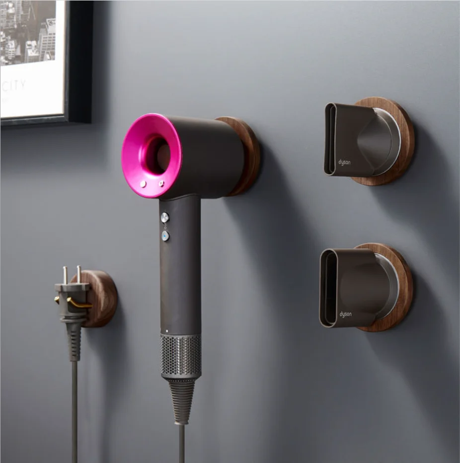 Кронштейн для фена Dyson полка из массива дерева сушки волос в ванной комнате