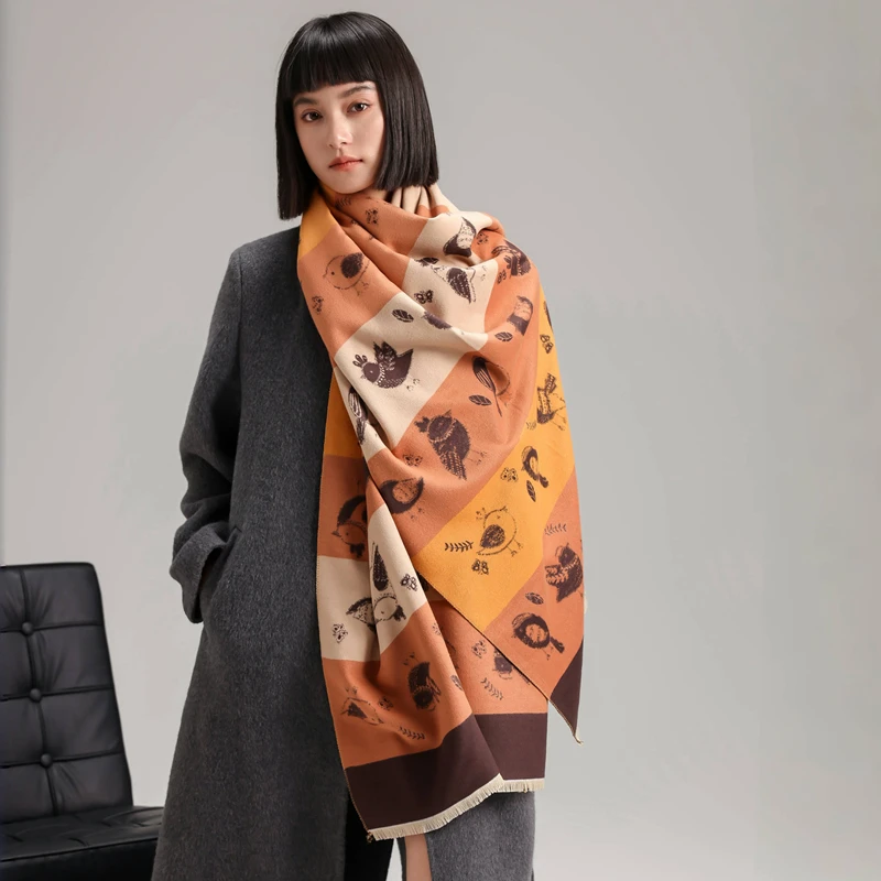Wholesale Winter Warm 185*65CM Scarves Wraps Ladies Fashion Deer Animal Cashmere Scarf Pashmina Shawl Outdoor Windproof Stoles