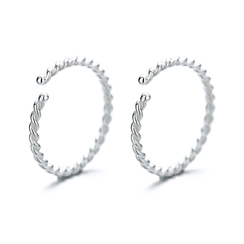 
925 Sterling Silver Round Nose Ring Twisted Rope Shaped Body Piercing Jewelry Minimalist Personality For Women 