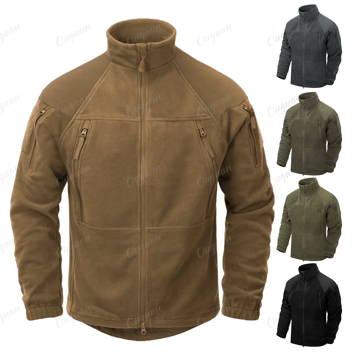 2022 High Quality Wholesale Thick Chest Zip Pocket Men Winter Jackets Men Outdoor Jackets Fleece Jacket Without Hood