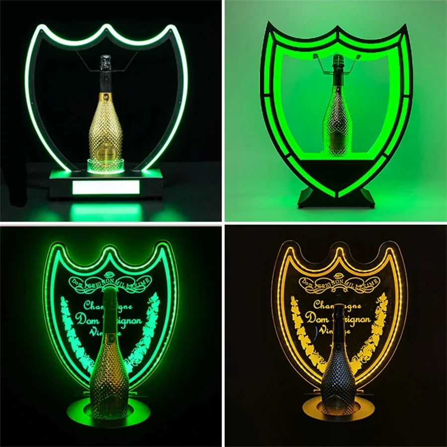 LED Green Light Champagne Bottle Presenter Wine Bottles Shield Glorifier Display Neon Sign VIP Bottle Service Tray