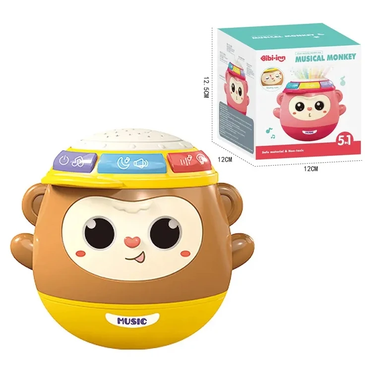 5 In 1 Cute Early Educational Games Musical Cute Plastic Children Monkey Tumbler Toy Musical Education Toys