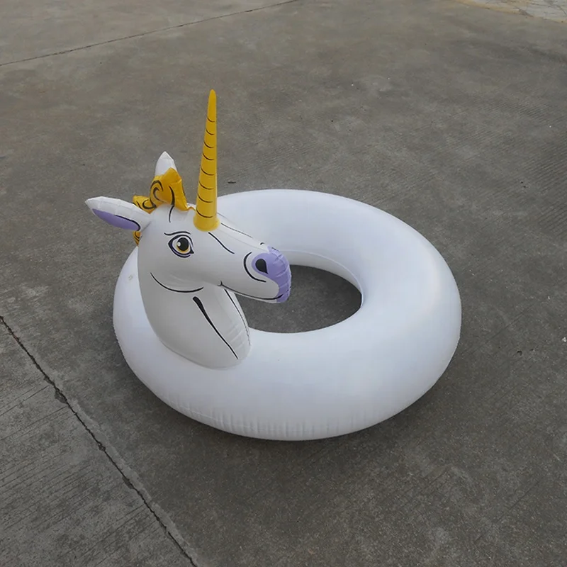 Customized pool float tube inflatable unicorn swim ring