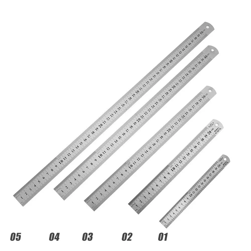 High Quality 2-sided Scale stainless Steel Metal Ruler Stationery Metric Measurement Rulers