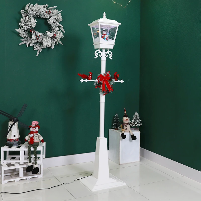America Forever Winter Red Cardinal Lamp Post Christmas Winter Snow Bird Christmas lamp with blowing snow