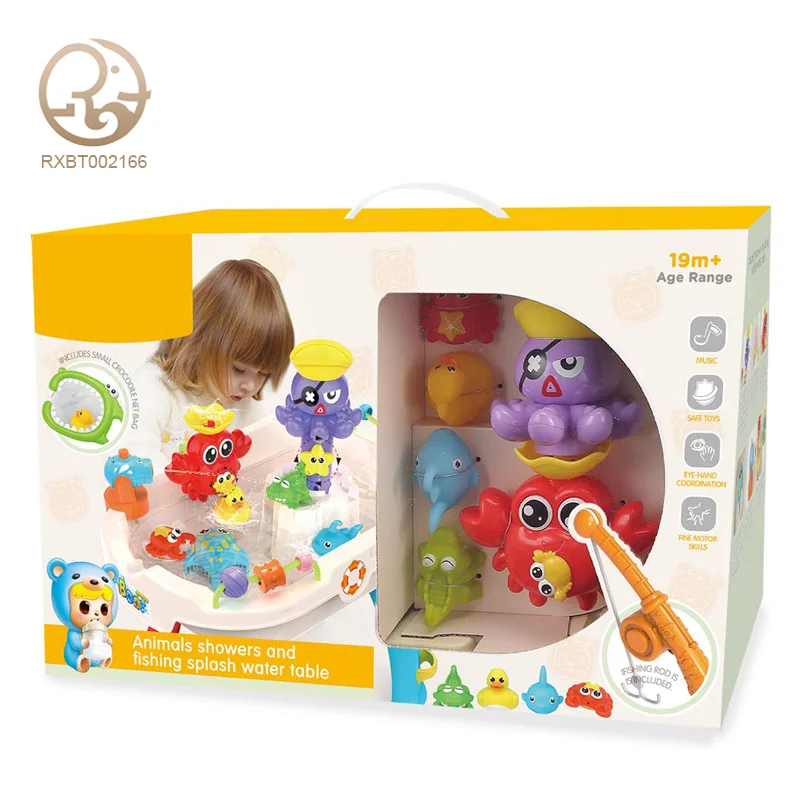 Factory supply fun animal shower play kids bathroom fish splash water table game baby fishing toys