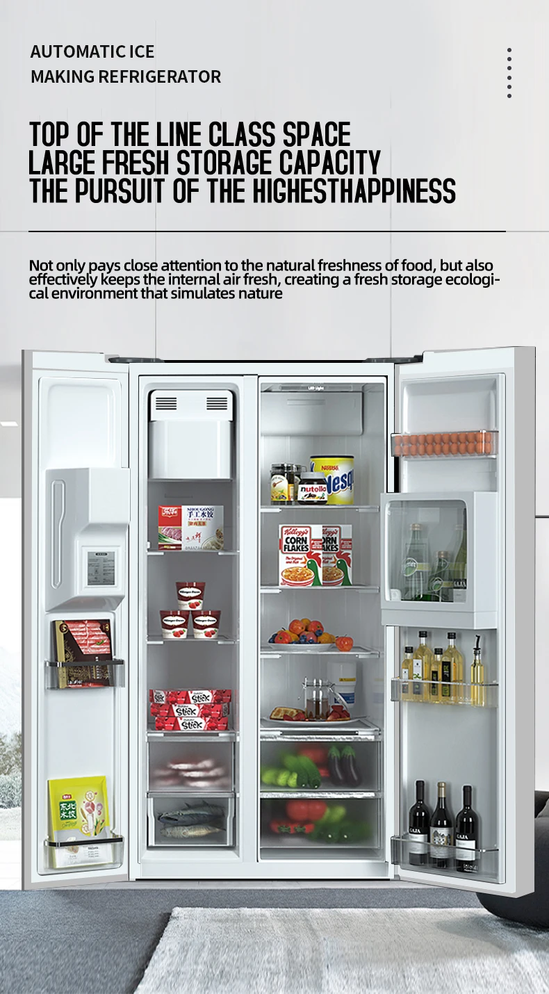 US family appliance side by side door refrigerator with ice maker water dispenser