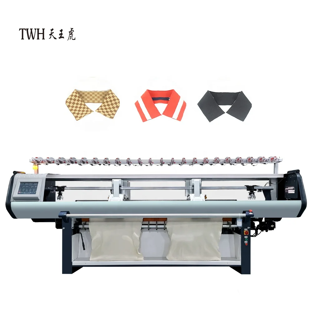 OEM cheap price computerized single system 52 inch jacquard Polo shirt flat collar rib cuff making machine