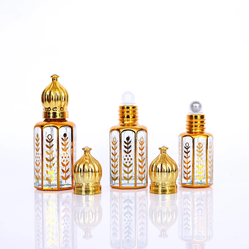Fancy Design 6ml 9ml 12ml Mini Refillable Glass Perfume Bottle Roller  Body Massage Oil Glass Serum Bottle Attar Bottle