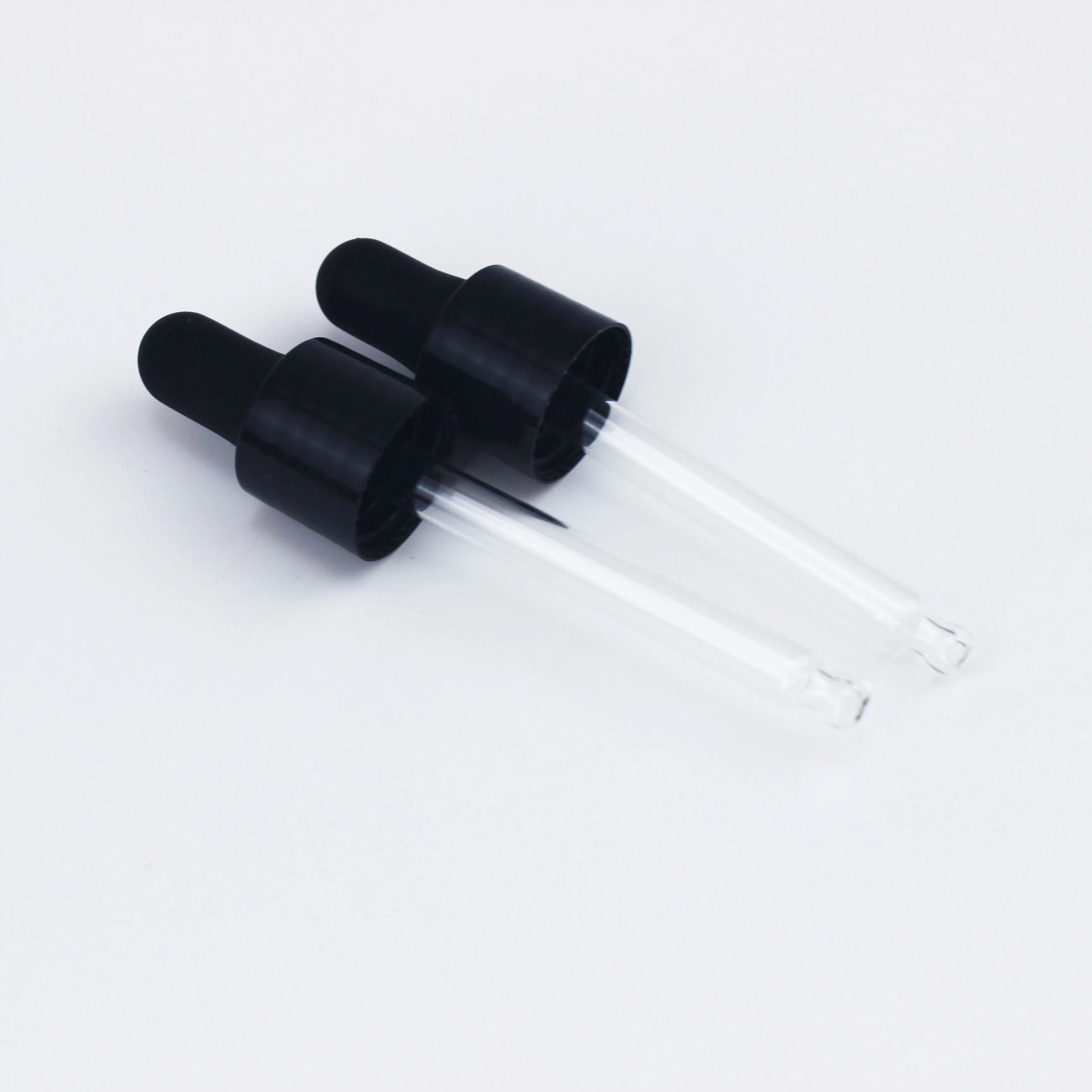 18/415  smooth black dropper cap white black plastic dropper with pipette Buna-N rubber for glass essential oil bottle
