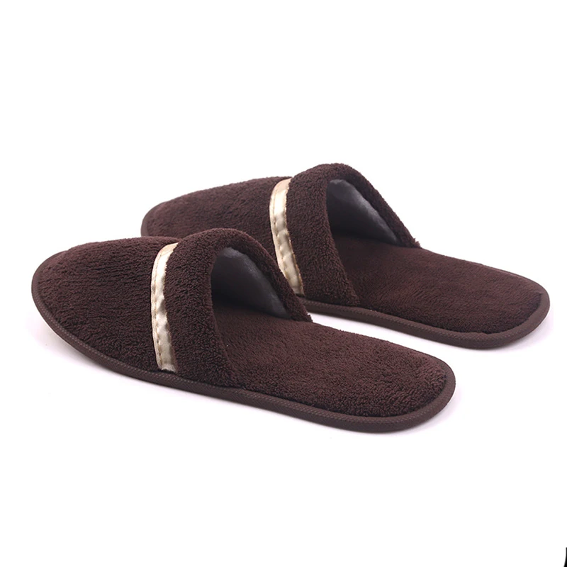 Wholesale Disposable Hotel Spa Slippers Guest Unisex Custom Logo Coral Fleece Slippers