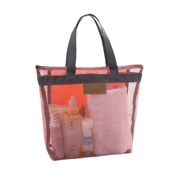 
Custom Logo Large black Foldable Lightweight Mesh Storage Bag Mesh Beach Tote Bag for Family Pool 