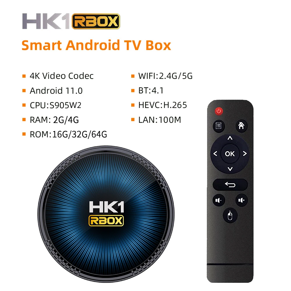 Shizhou Tech OTT 4k Smart Android 11 HK1 RBOX-W2 Super Amlogic S905W2 Quad Core Internet Digital Tv Converter Android Tv Box