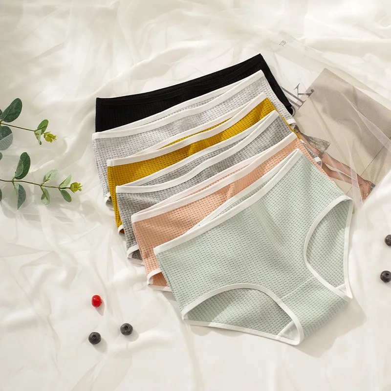 Cotton Soft lingerie women seamless panties underwear Mid Waist Briefs Candy Color  Women Panties