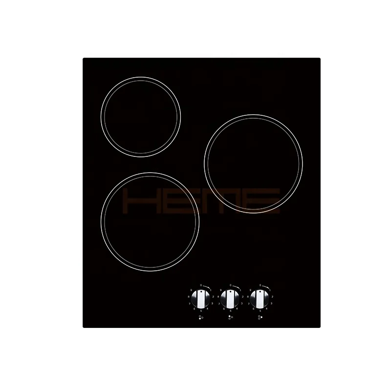 Cooktop Manufacturer High Quality Black Glass 3 Infrared Hot Plates 45cm Ceramic Electric Stove