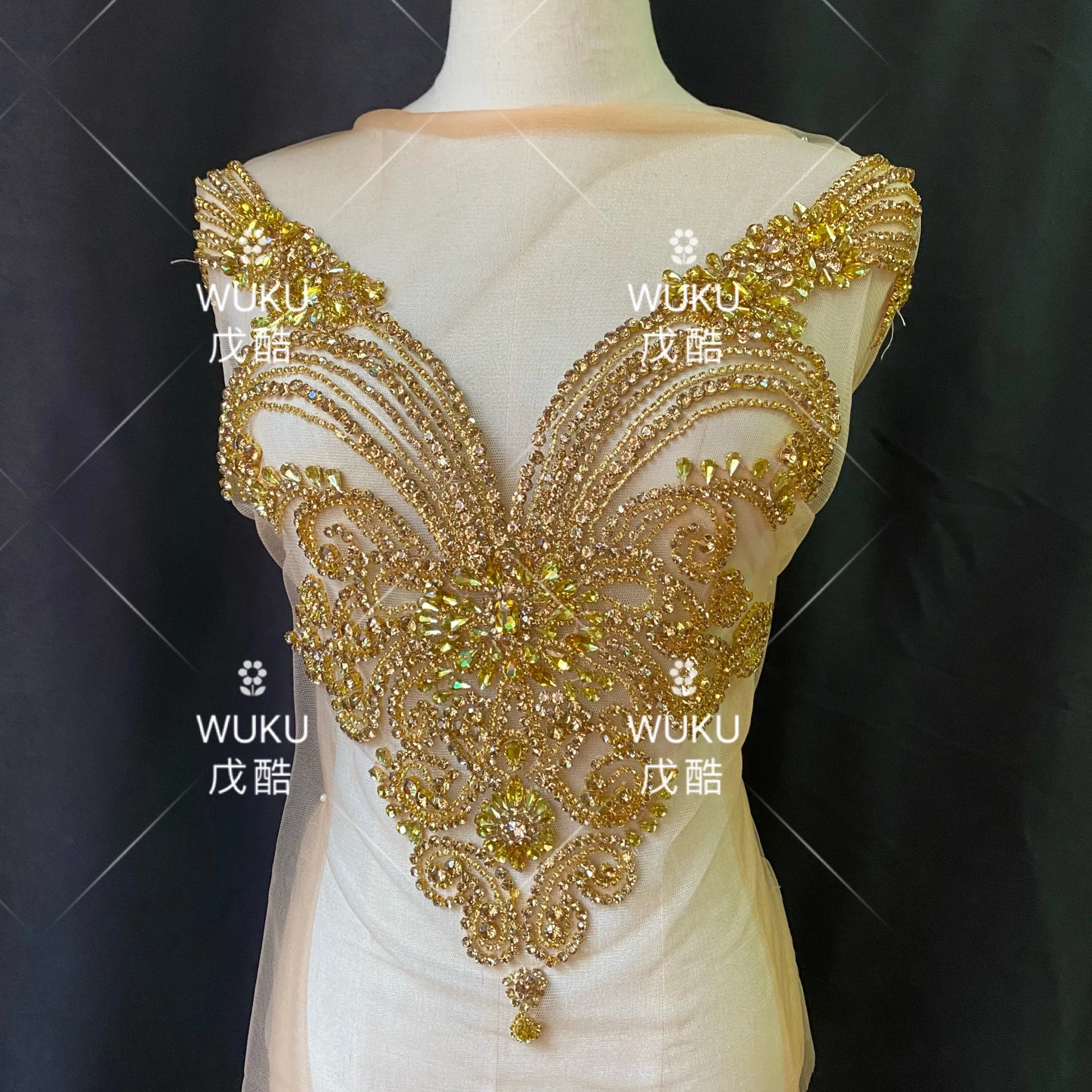 Дизайнерская Бесплатная Ручная аппликация DIYhaute couture для воротника, Золотая аппликация