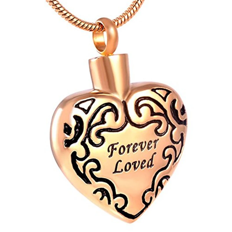 Golden Forever Loved Heart Stainless Steel Keepsake Ash Necklaces