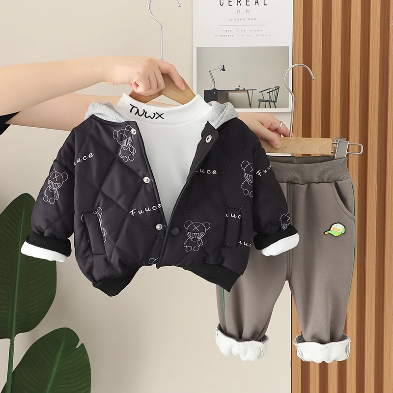 baby jackets & outwears boys jackets coats fleece-lined three-piece 1-5 year suit kids clothing wear bomber hoodie baby winter