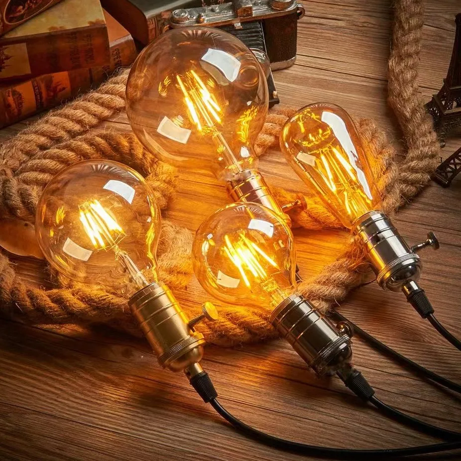 Wholesale LED Filament Bulbs A60 G45 ST64 G80 G125 Led Light Bulb E27 Warm Yellow Chandelier Vintage Lamp Bulb