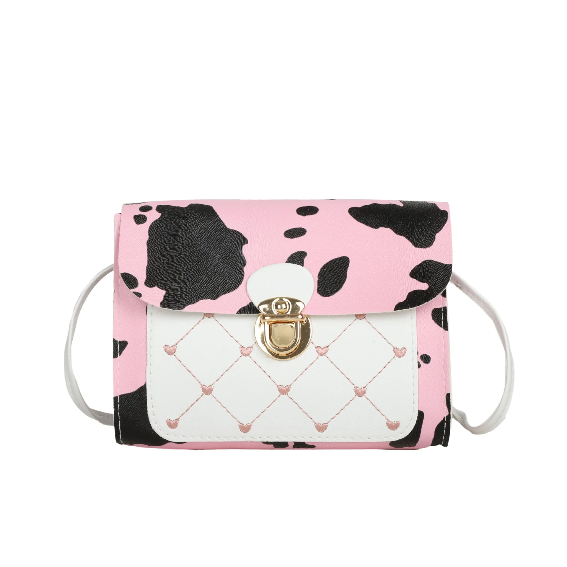 Wholesale 2021 Trendy Fashion Mobile Phone Small Square Bag Color Contrast PU Lattice Messenger Single Shoulder Handbag