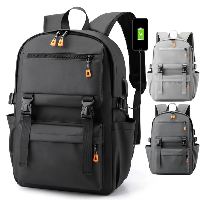 2023 Custom logo good quality backpack waterproof coated oxford fabric USB backpack rucksack laptop knapsack mochila