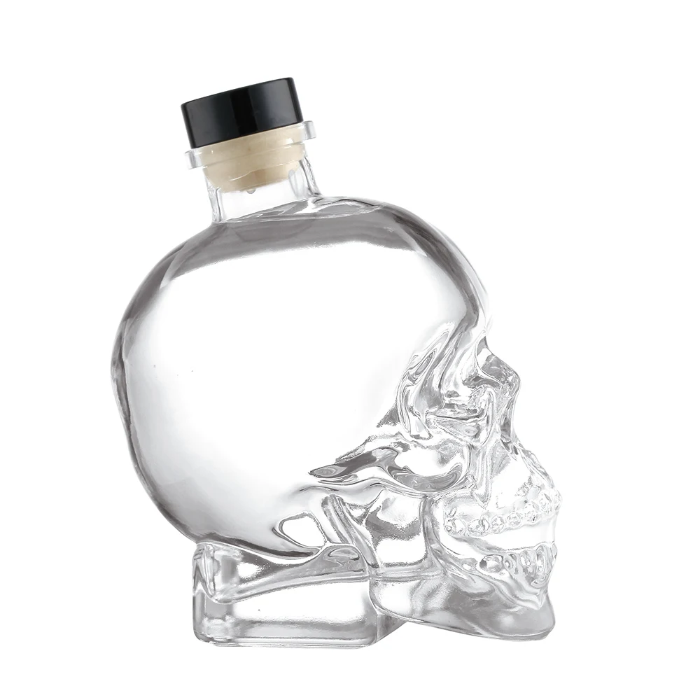 New design 500ml 750ml Special Clear Unique Skull Skeleton Shape Glass Bottle Brandy Whisky XO Vodka Spirits Decanter