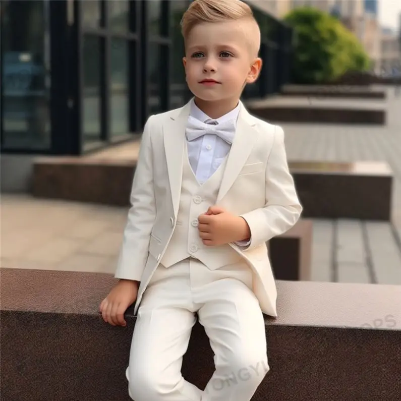 Custom Clothing Cute Gentlemen Sets Solid Color Boys Boutique Clothing One Side Button 3 Pieces Boys Suit Formal For Wedding