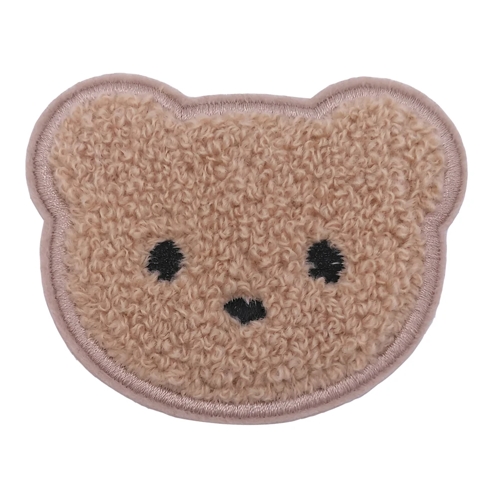 High quality self adhesive cute animal towel embroidery patches big size bear iron on chenille clothing patches