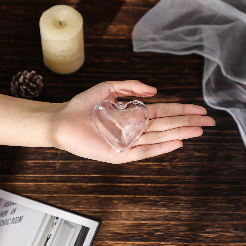 3-12cm heart-shaped transparent ball hollow ball love opening and closing mall decoration Christmas ball