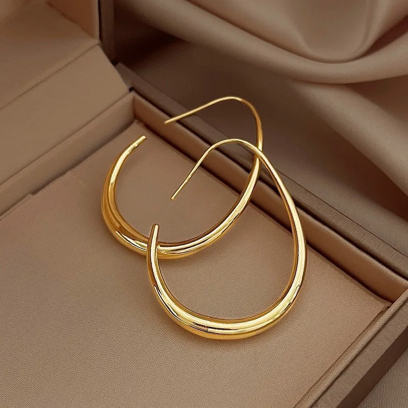 Wholesale Stainless Steel Plated Gold Non Tarnish Hug Hoop Vintage Large Big Earrings For Girls