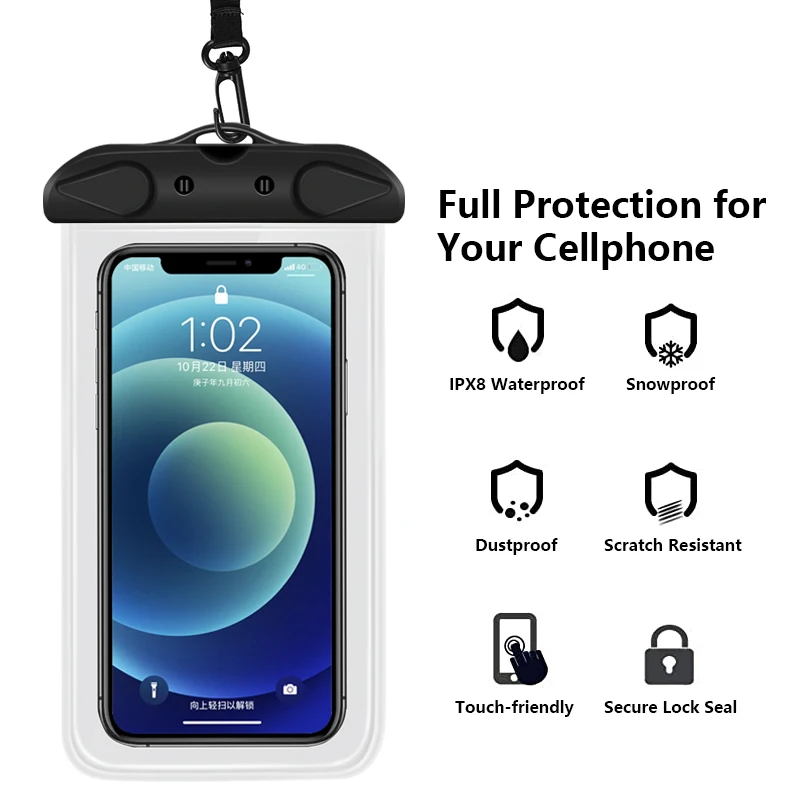 Ipx8 Waterproof Dry Bag PVC Mobile Phone Cellphone Case Waterproof Phone Pouch For Travel Beach Swimming Diving