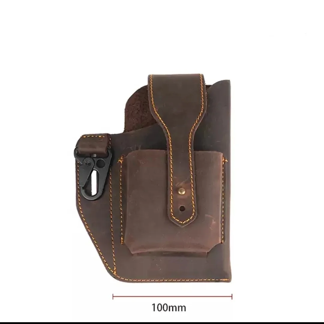 Boshiho Waist Bag Custom Crazy Horse Leather with Phone Driver License And Key wallet Newest crazy Horse Genuine Leather For Men