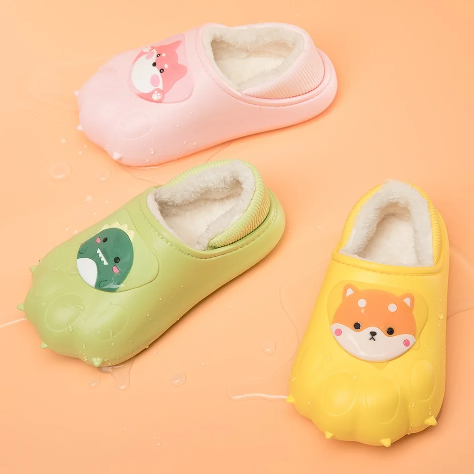High Quality Cute Furry Slippers Winter Warm Soft Sole Casual Shoes Indoor Outdoor Slipper Non-slip Fur Slides for Boys Girls