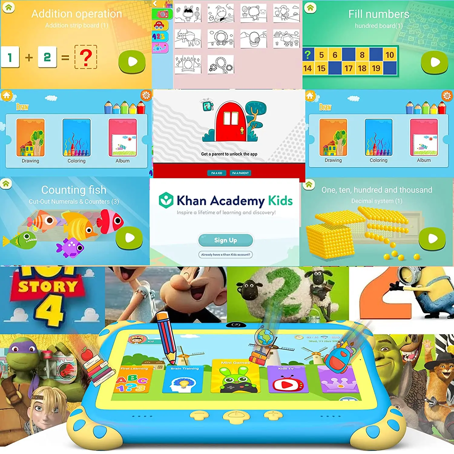 Wholesale Cheap Children Quad Core PC 32GB Android 10.0 7 inch Kids education machine