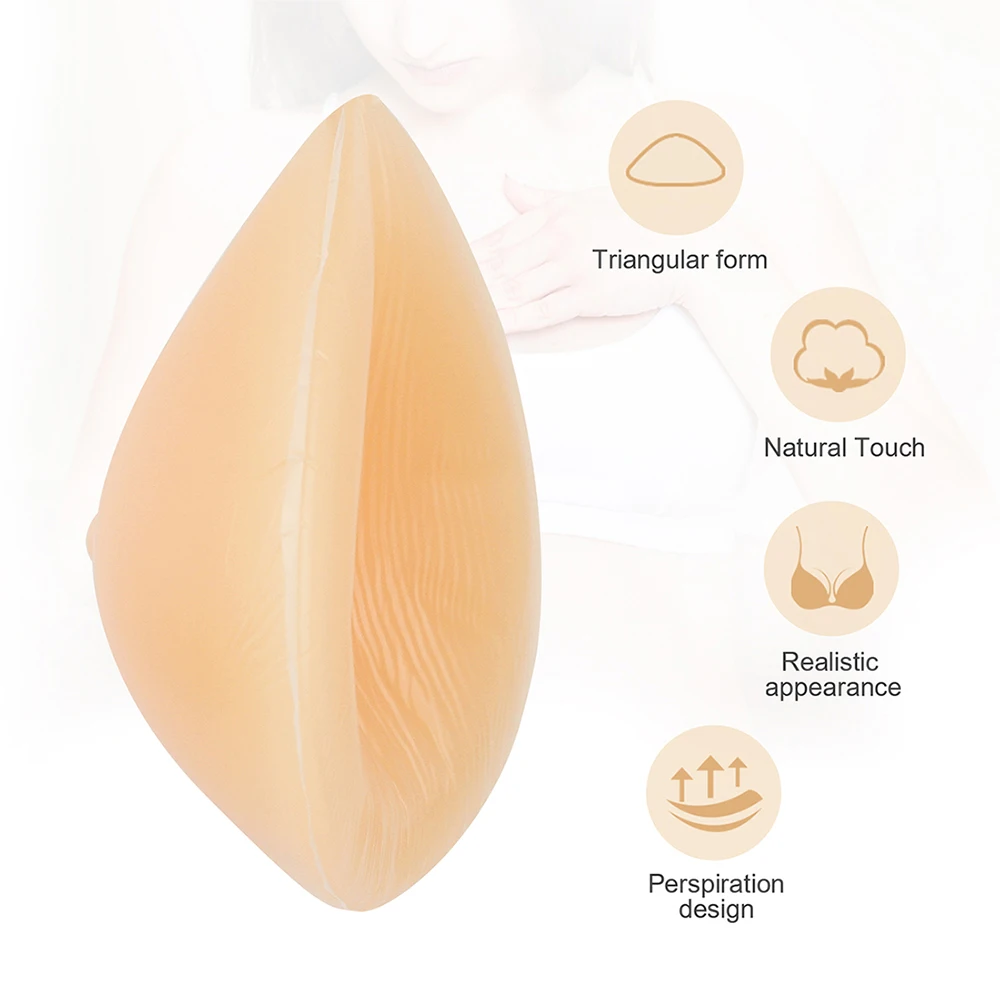 ONEFENG Triangle Silicone Breast Form Mastectomy Prosthesis Concave Bra Enhancer Inserts (1 Piece)