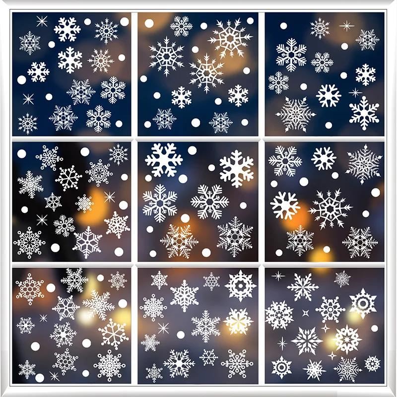 Wholesale Christmas White Snowflake Static Window Sticker New Year Showcase Window Glass Door Background Decoration Sticker