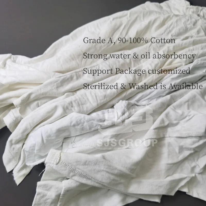 Industrial Trapo Waste White Wiping Used Rags Cloth Cut Reused T-Shirtrags Wipers Industrial Cleaning Rags 10kg