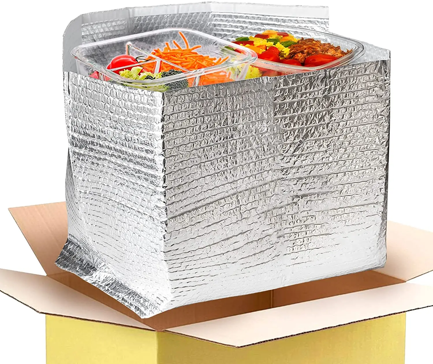 Insulated Box Liners Pack of 10 Thermal Box Liners Metalized Cold Shipping Boxes with Gusseted Bottom