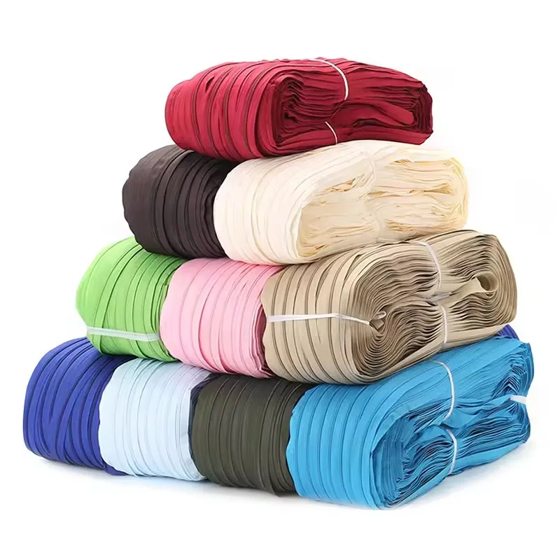 MD High Quality Rainbow Factory Wholesale Stock #5 Nylon Zip Roll Cfc Coil Black Nylon Polyester Zips For Jacket Nylon Zippers