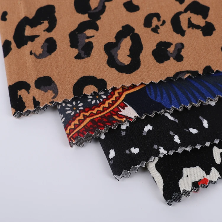 
Hot Sale 68% Rayon 28% Nylon 4% Spandex Colorful Elastic Printed Nylon Knit Fabric For Garment 