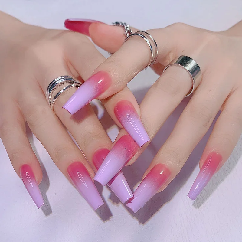 Gel Polish Uv Press On Coloured Pre-Glue False Nails Custom Press On Nails Wholesale Nails