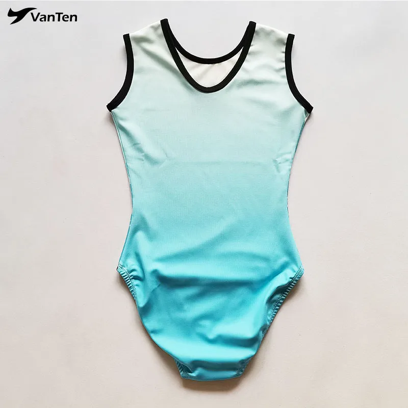 Hot Sale New fabric spandex Custom boy gymnastic performance wear girls sleeveless Sublimation gymnastic leotards