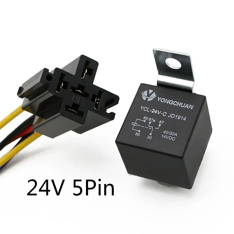 High quality integrated circuits automobile air black waterproof conditioning relay 12V 24V 4pin 5pin 4P 5P 40A relay module