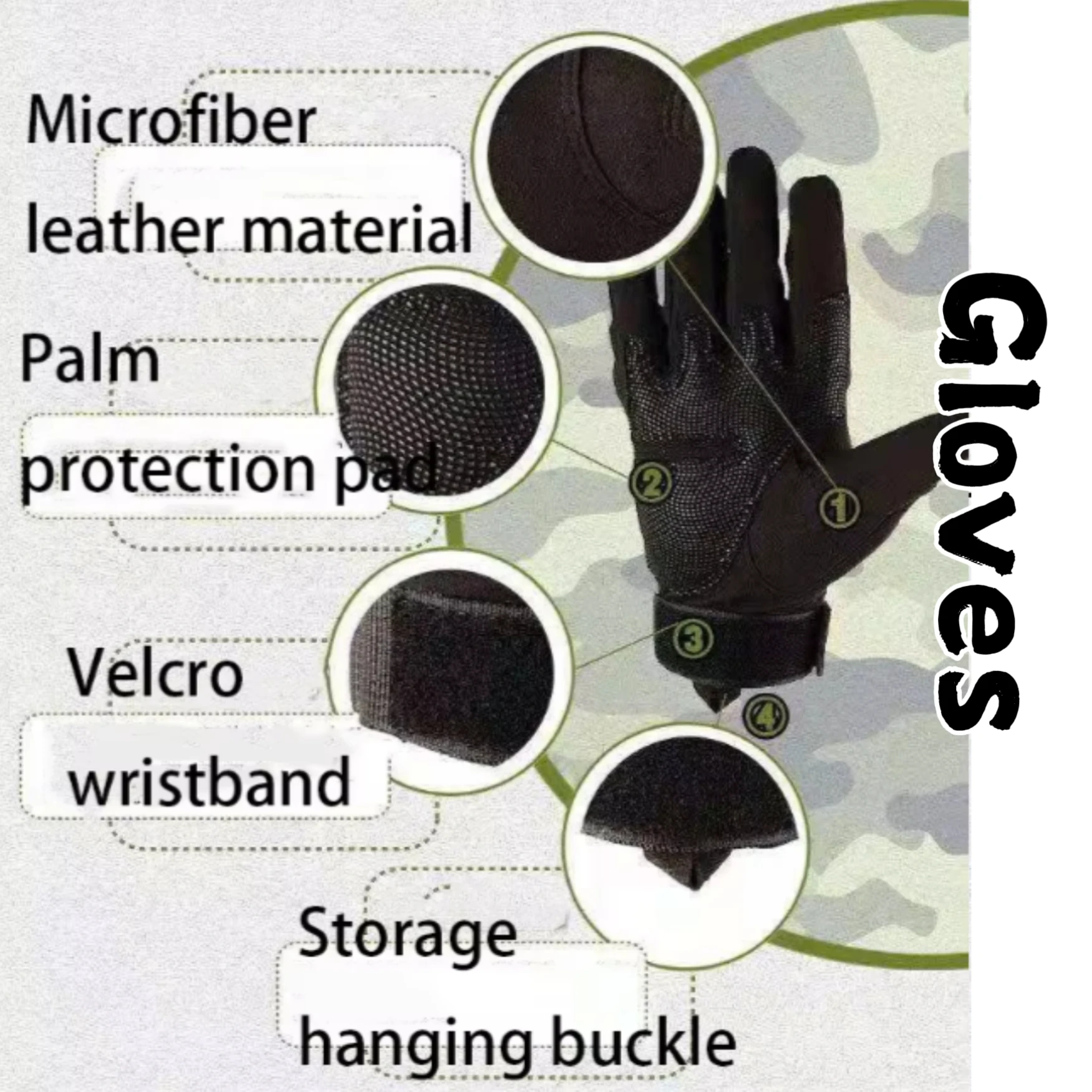 Outdoor Sports Protection Full Finger Tactical Gloves Durable Antiskid Nylon Five-finger gloves