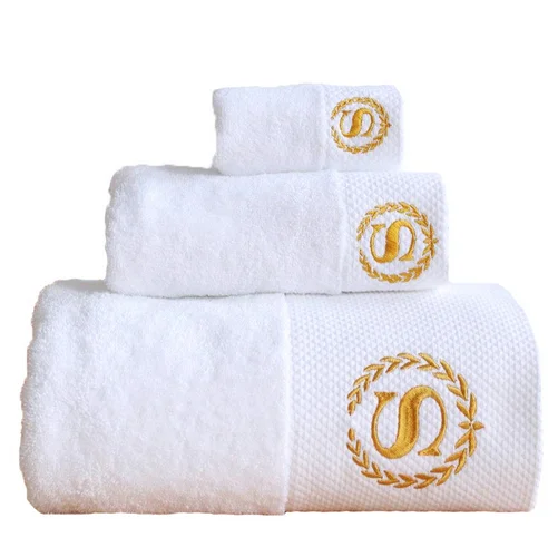 Wholesale Private Label Towels 5 Star Hotel 100% Cotton Luxury Sets White practical Size pattern can be customized Bath Towel