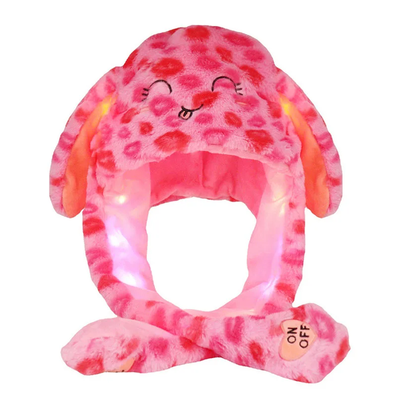 Girls Cute Animal Plush Bunny Hat Children Airbag Moving Ears Up Hats Stuffed Cosplay Party Fancy Cartoon Winter Hats