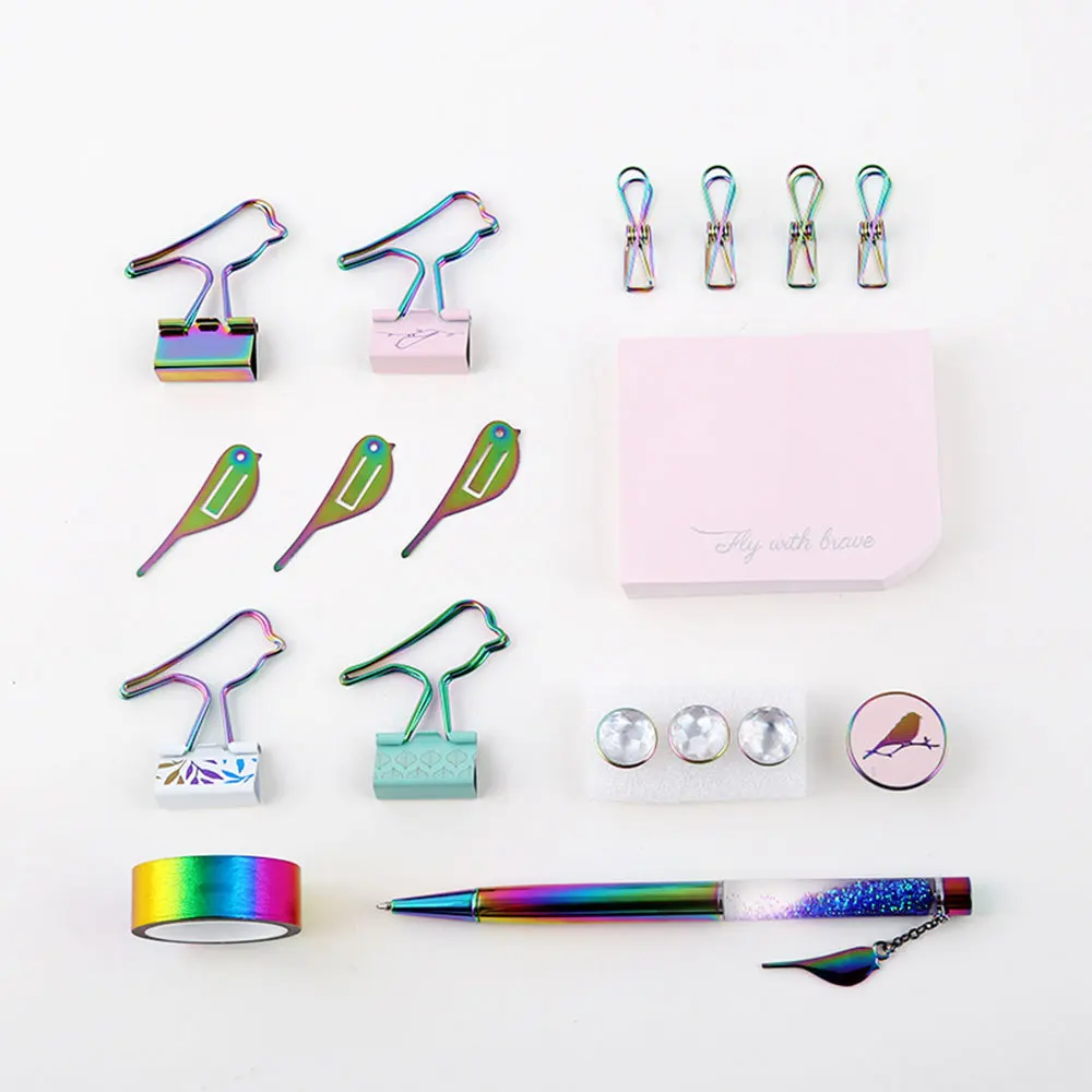 Custom Back To School Diamond Eco Friendly Stationery Gift Set School Supplies Clip Kit